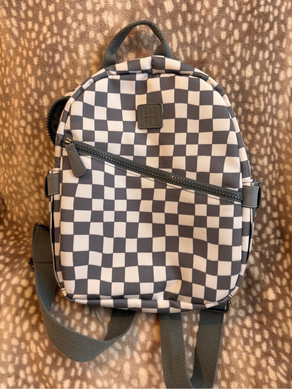 Gray & White Checkered Mini Backpack - RAD + NEL